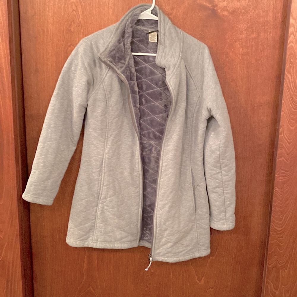Fuzzy lined zipper jacket - mid hip